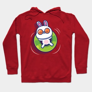 Cute Rabbit Relax With Swim Ring Hoodie